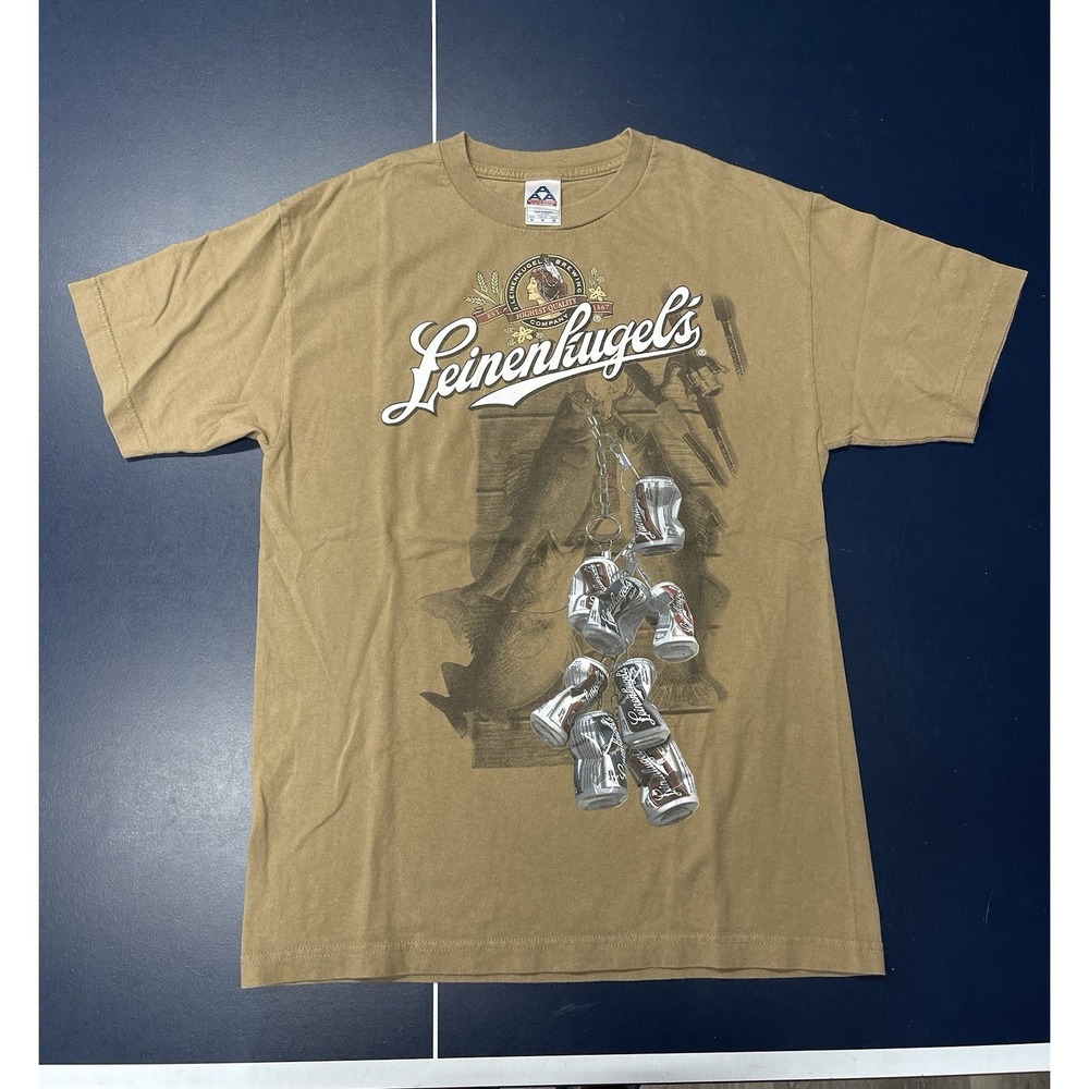 Vintage Y2K Leinenkugel Beer Shirt Men's Size Medium Brown
